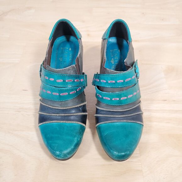 Spring Step Teal and Gray Ankle Booties - Picture 3 of 11